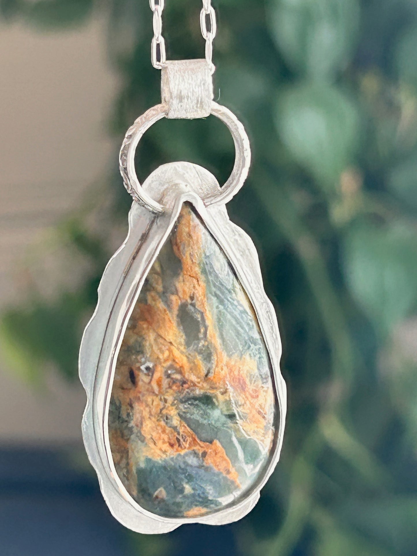 Plasma Agate Teardrop Pendant