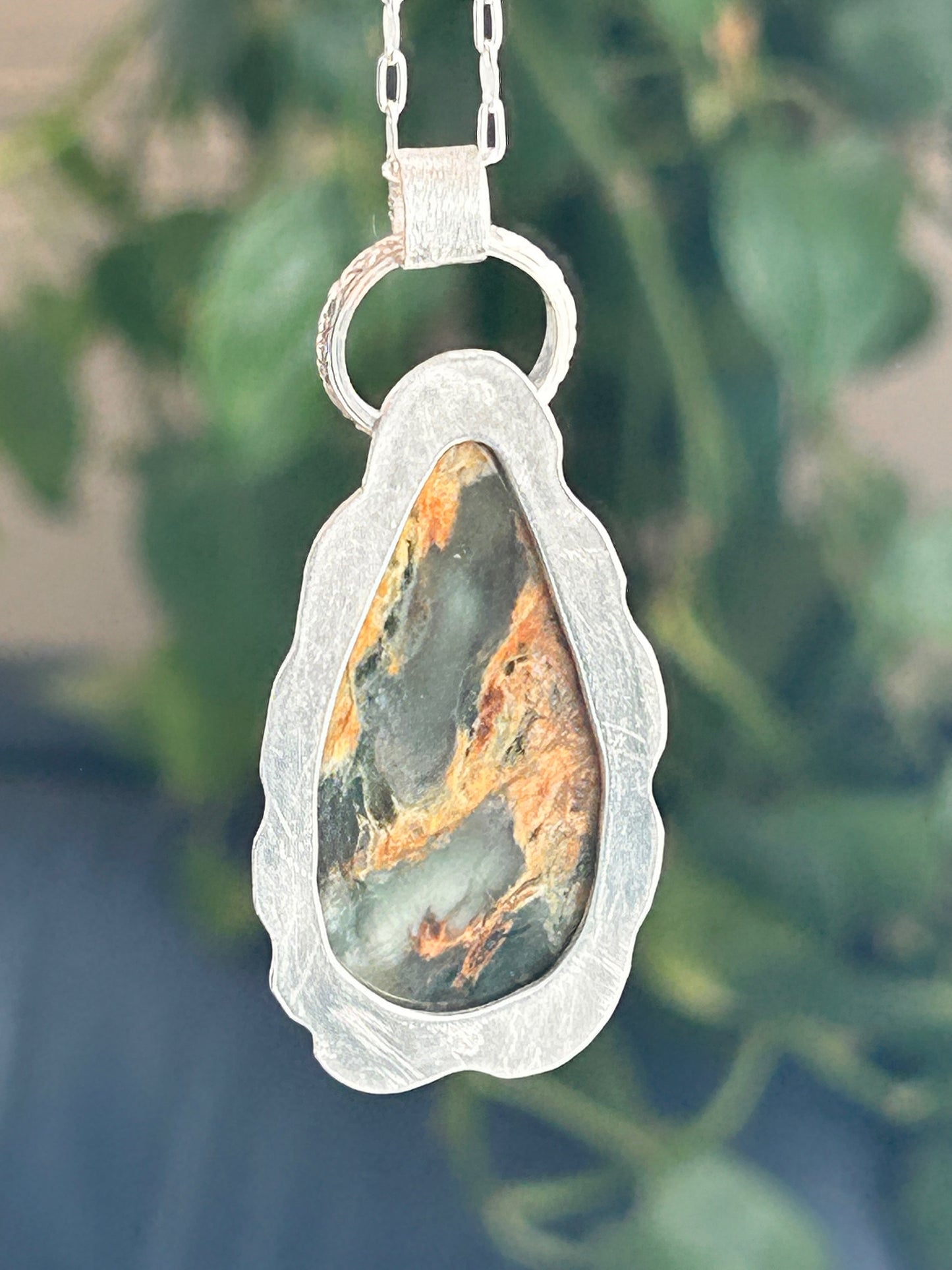 Plasma Agate Teardrop Pendant