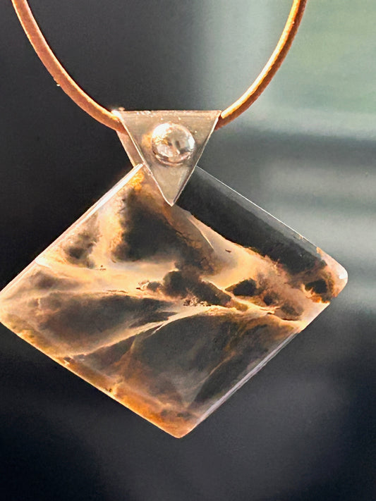 Nipomo Agate Diamond Shaped Pendant