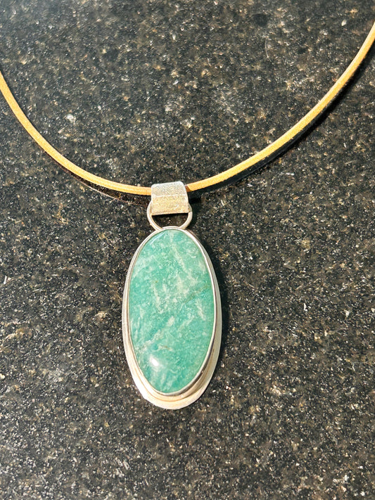 Amazonite Long Oval Pendant