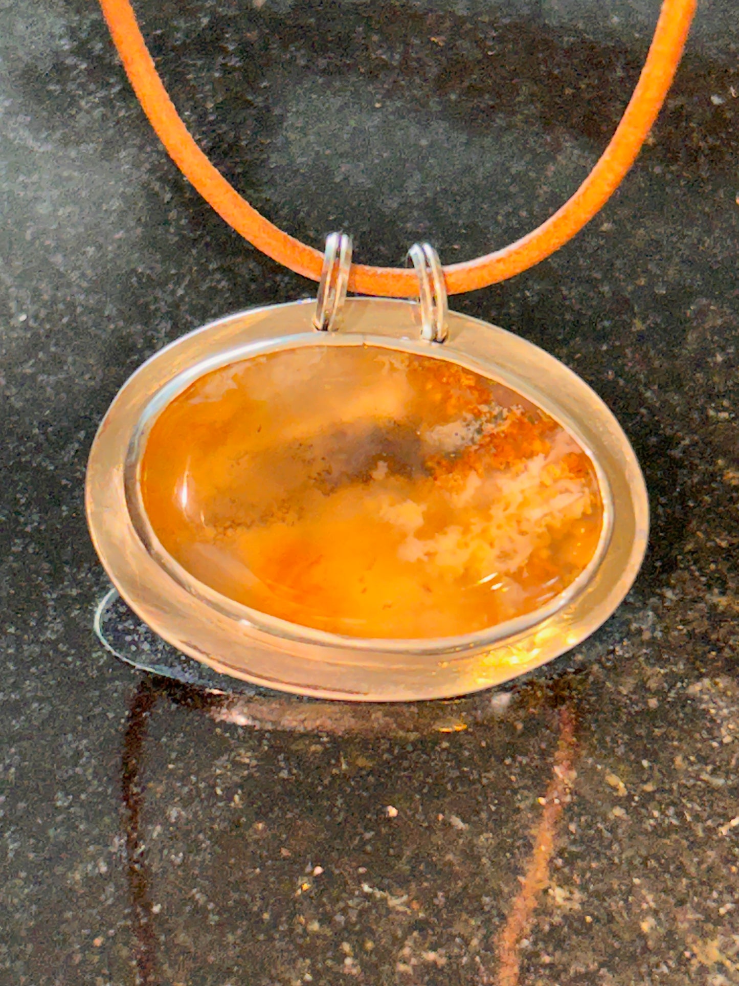 Graveyard Point Plume Agate Oval Pendant
