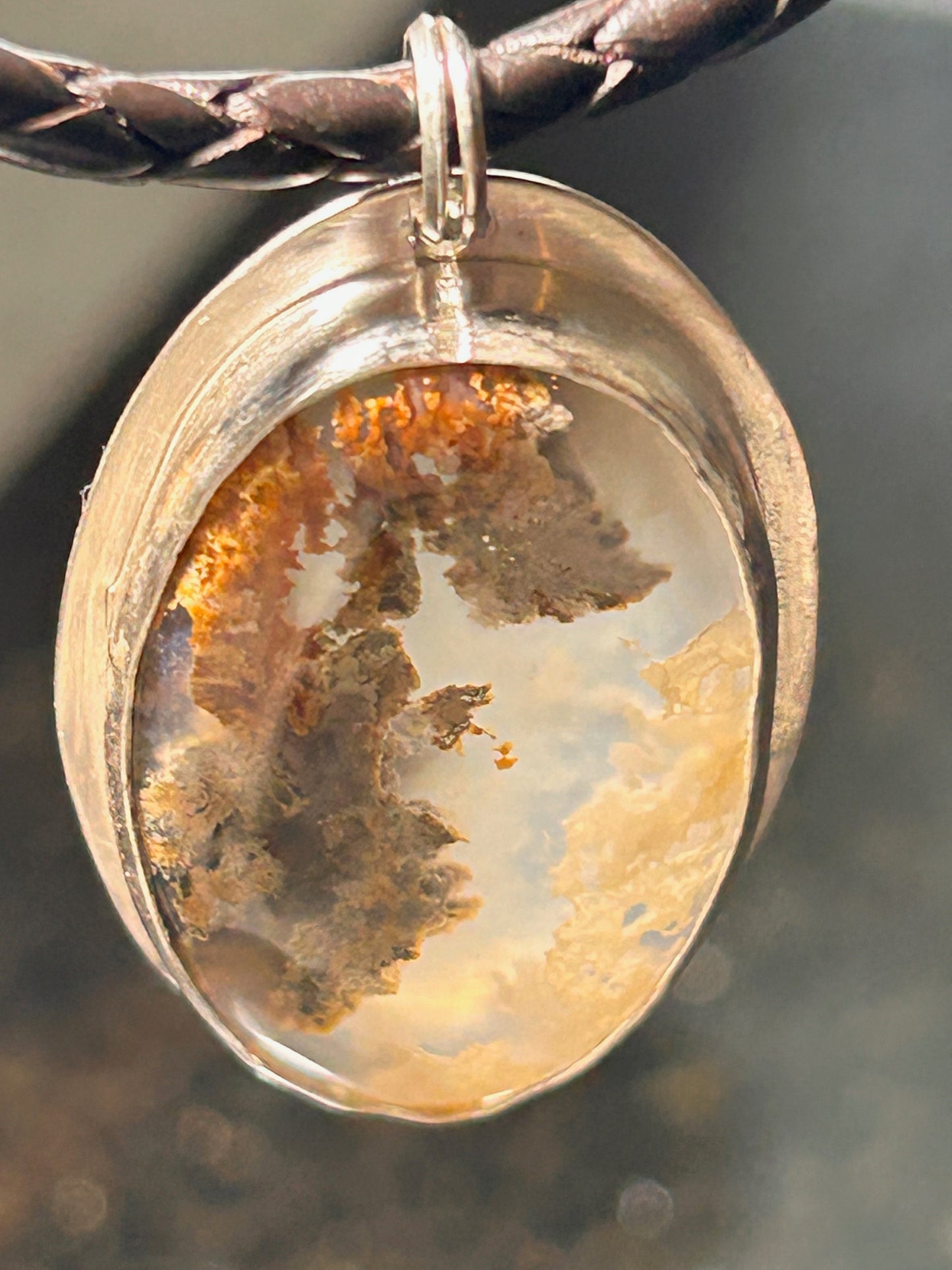 Graveyard Point Plume Agate Oval Pendant
