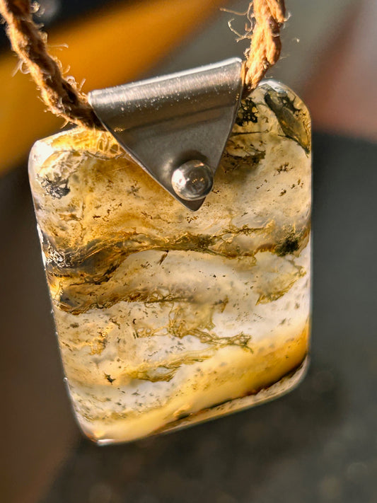 Moss Agate Rectangle Pendant