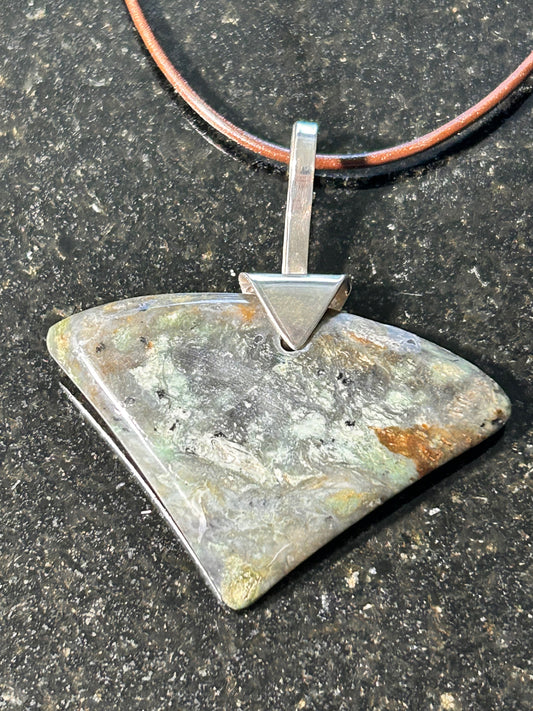 Serpentine Agate Triangle Pendant