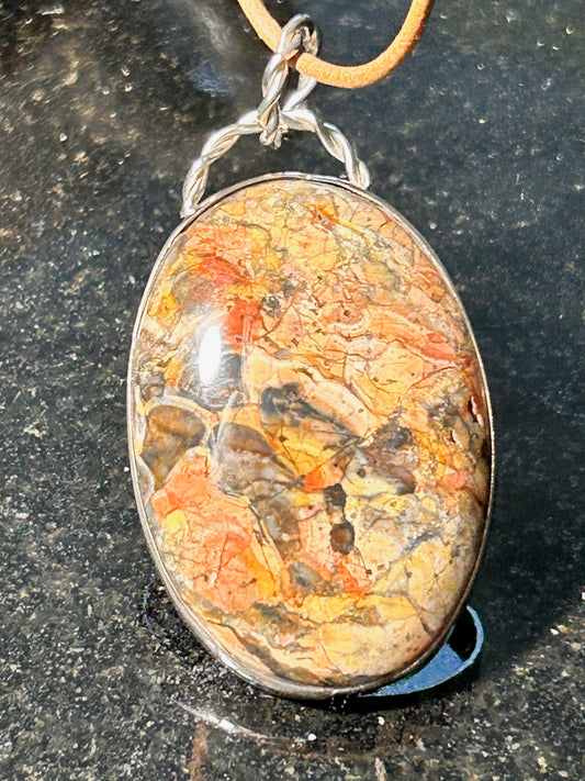 Mushroom Rhyolite Oval Pendant