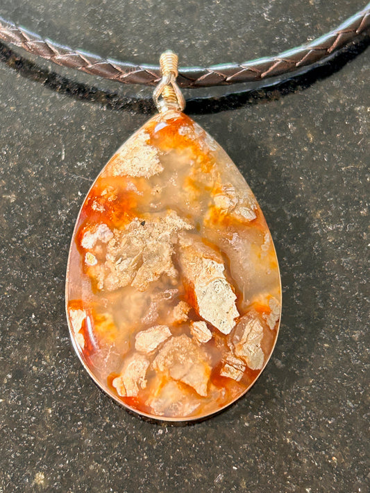 Serpentine Chalcedony Teardrop Pendant