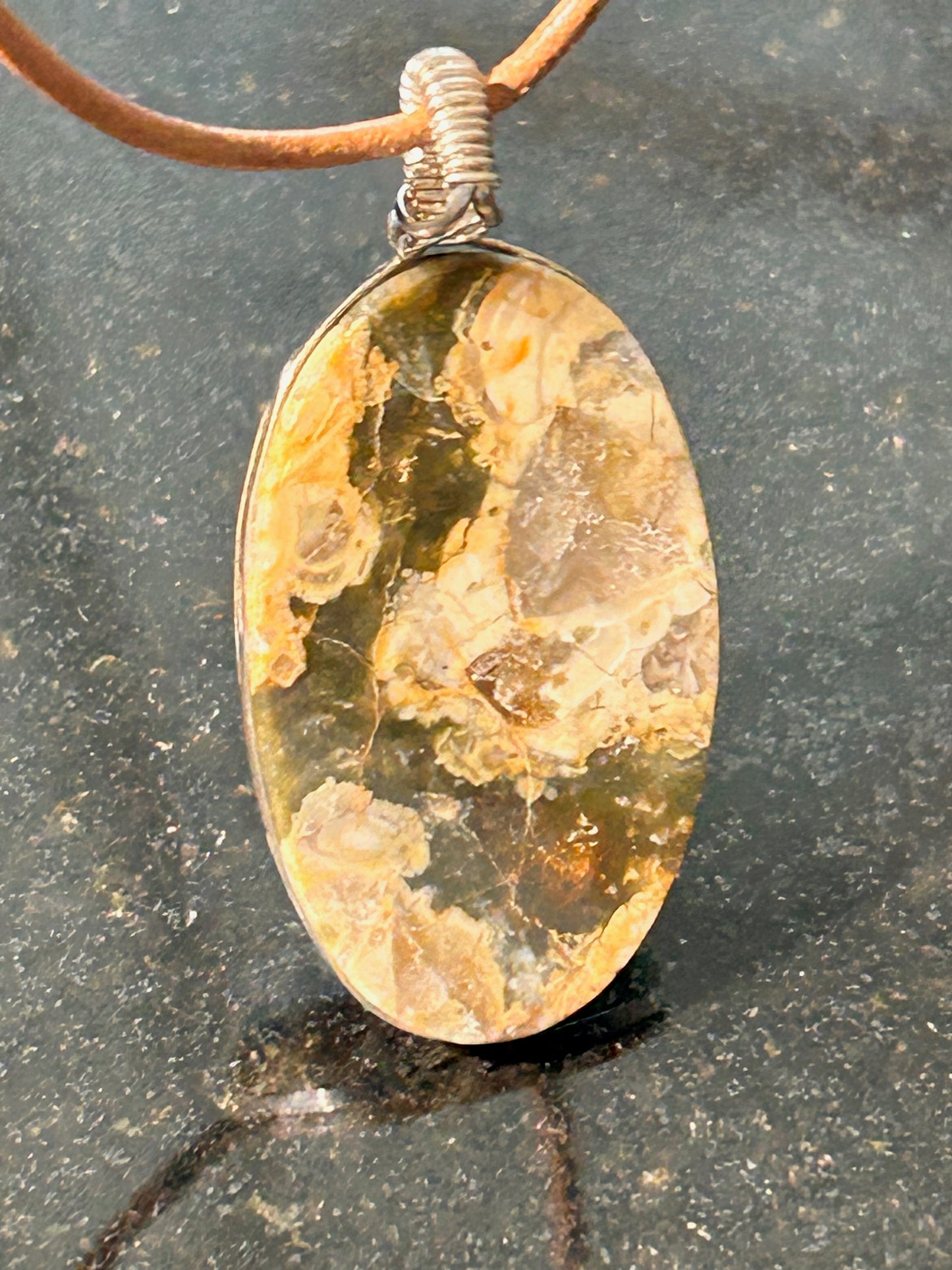 Mushroom Rhyolite Oval Pendant