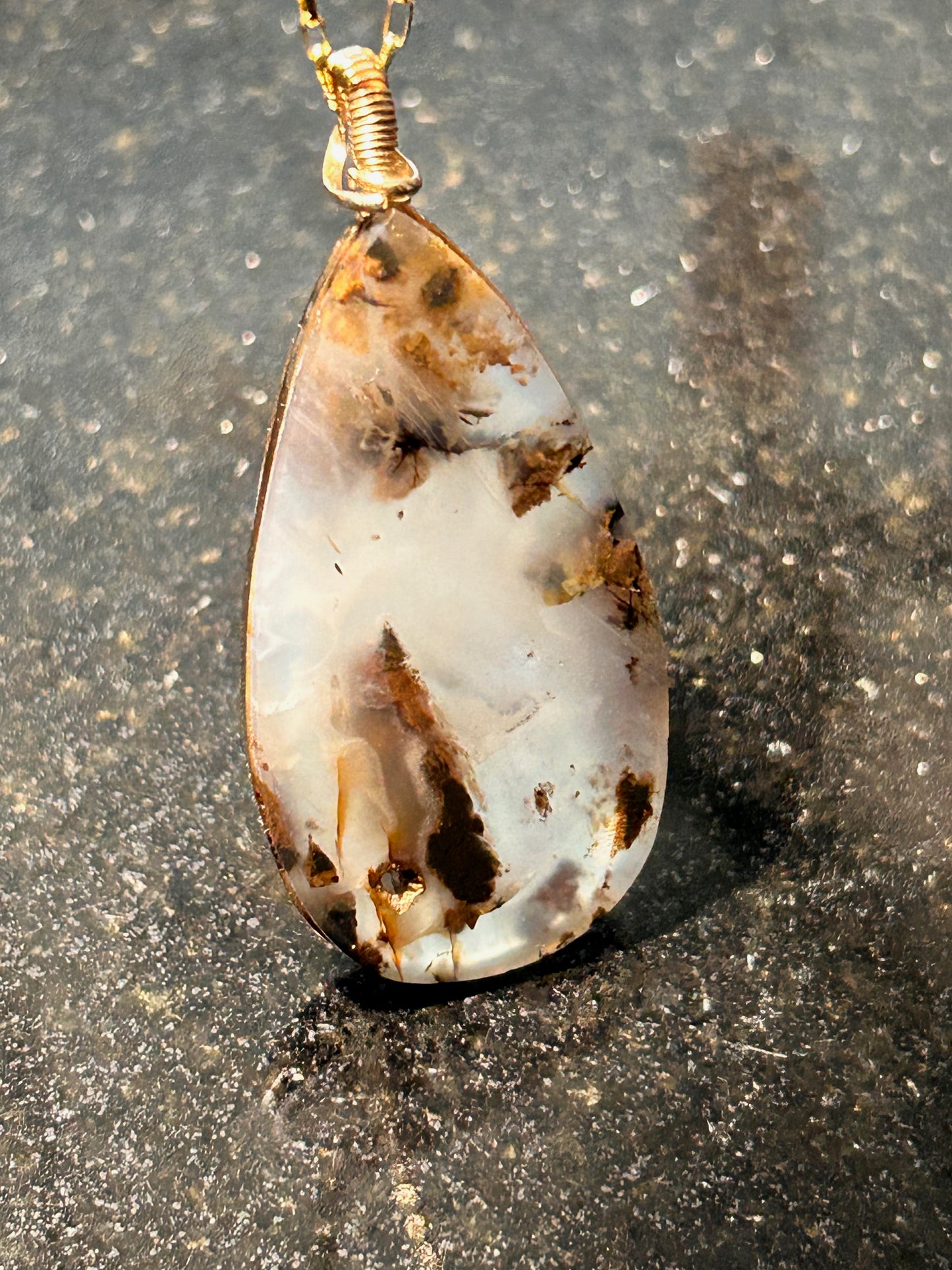 Nipomo Agate Teardrop Pendant