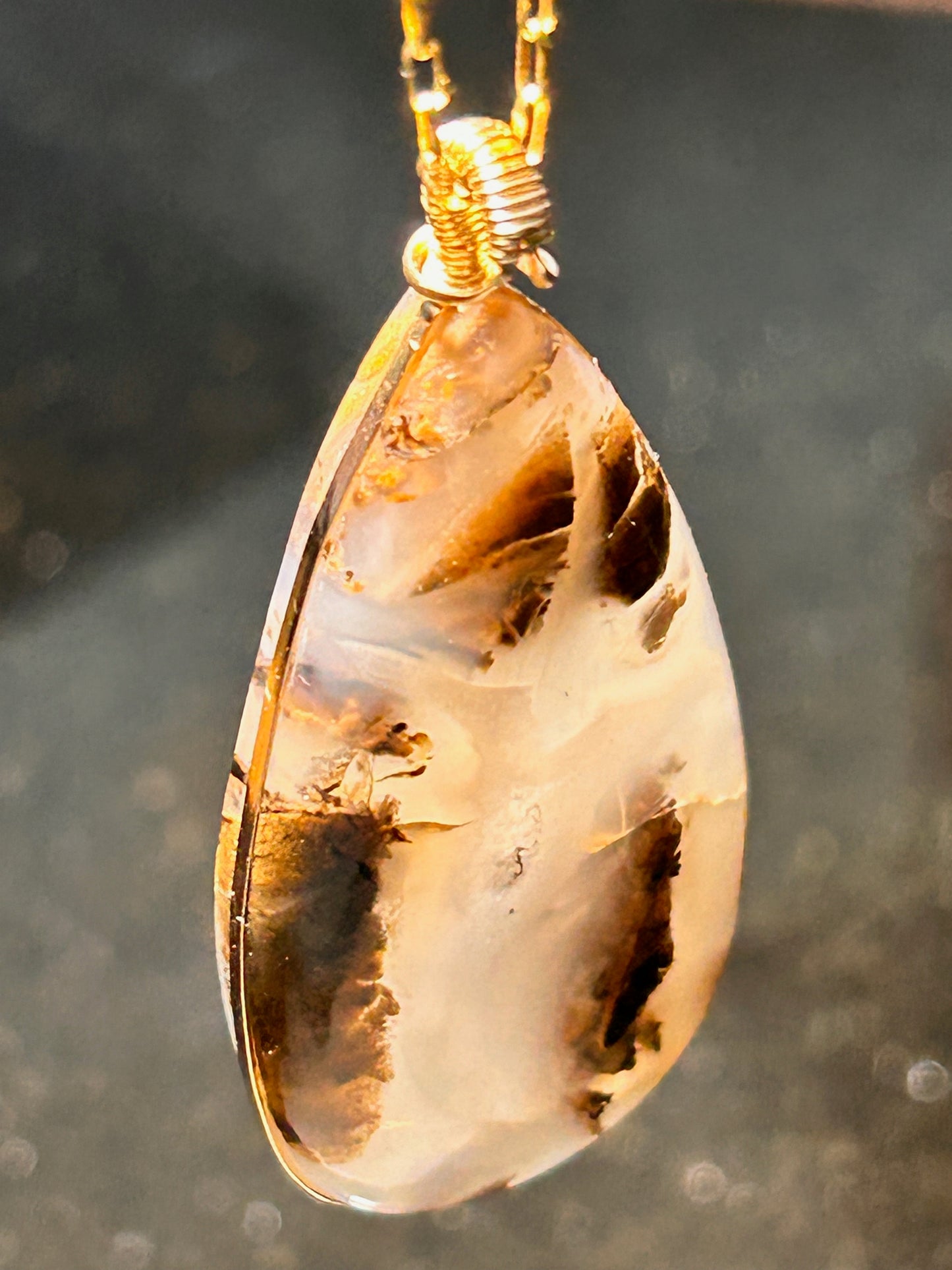Nipomo Agate Teardrop Pendant