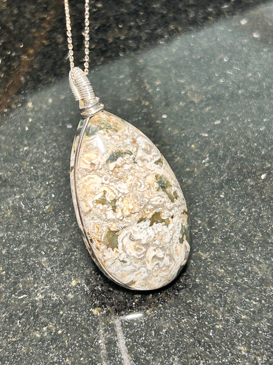 Mushroom Rhyolite Teardrop Pendant