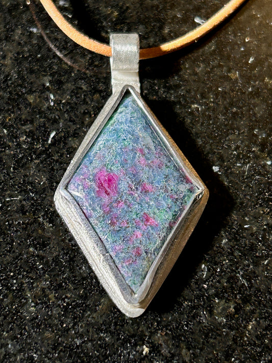 Ruby & Sapphire Diamond-Shape Pendant