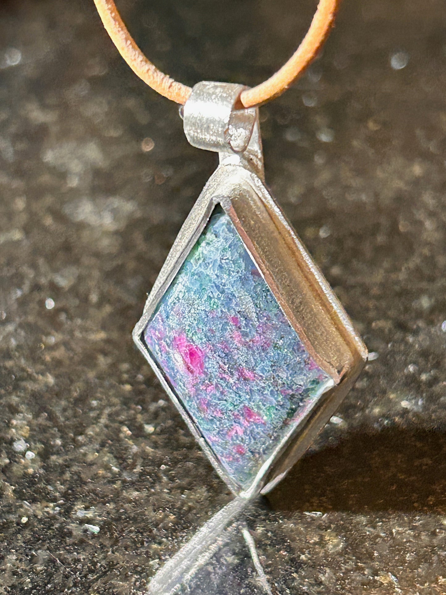 Ruby & Sapphire Diamond-Shape Pendant