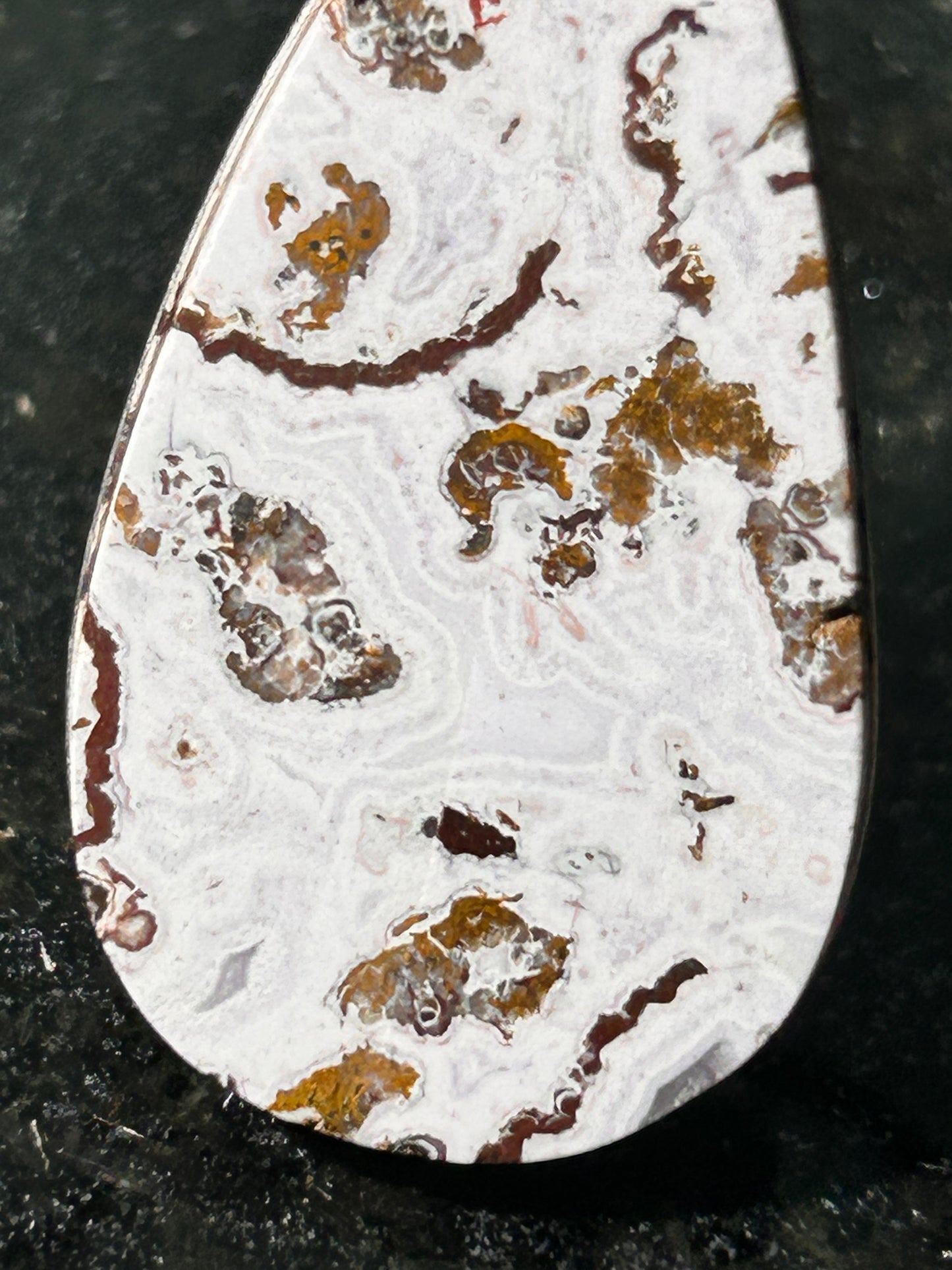 Pink Paisley Plume Agate Teardrop Pendant